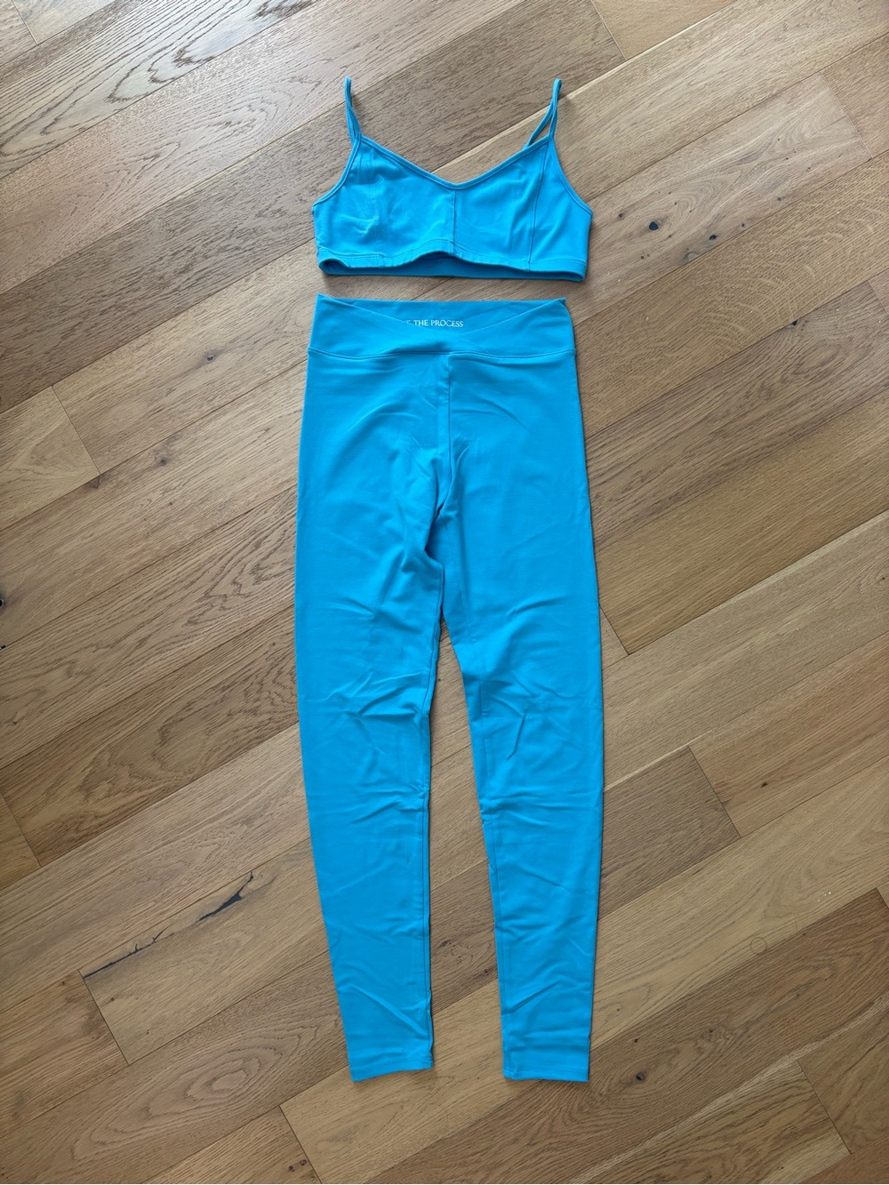 Live the Process Turquoise Activewear Set Leggings (S) + Sports Bra (M)